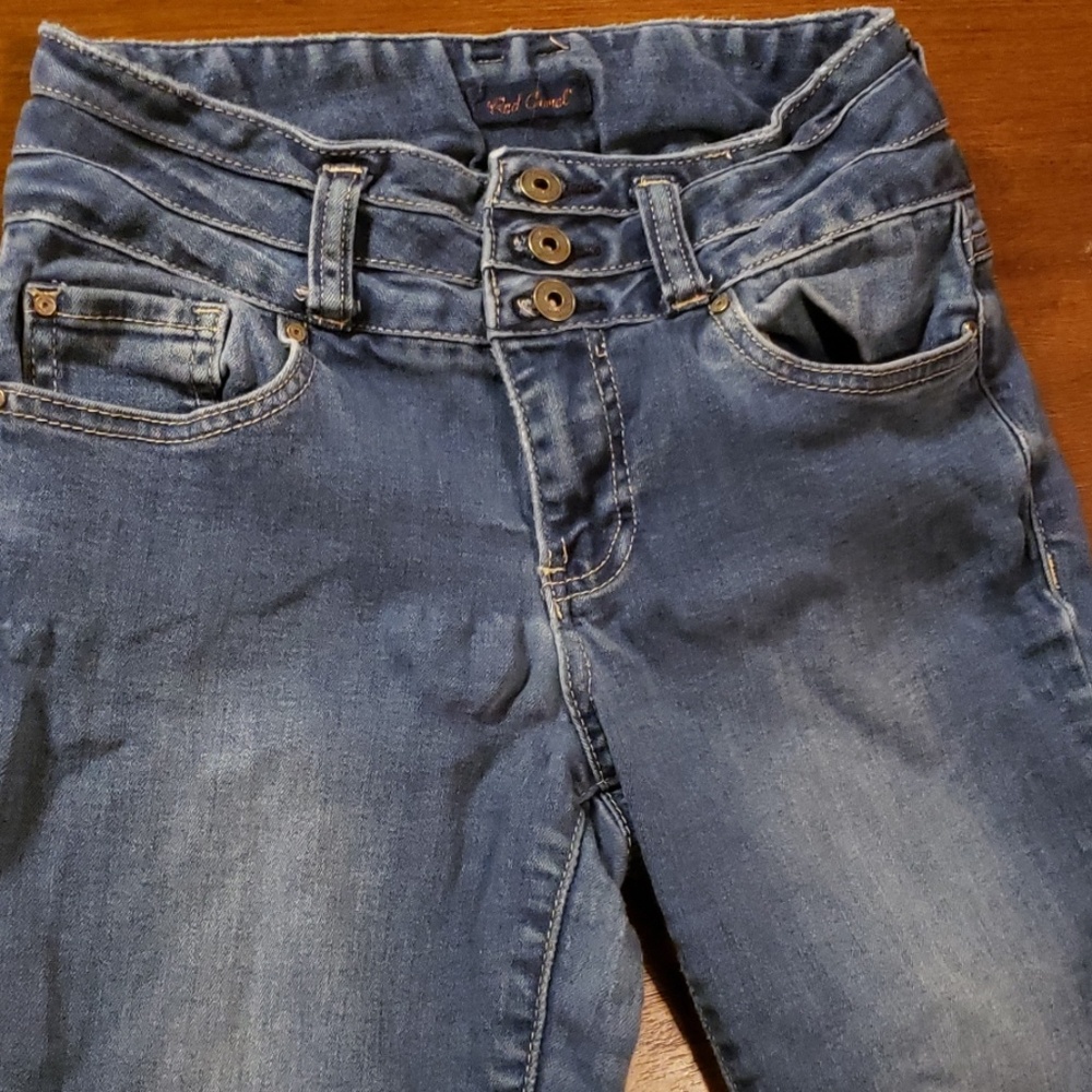Red camel skinny jeans